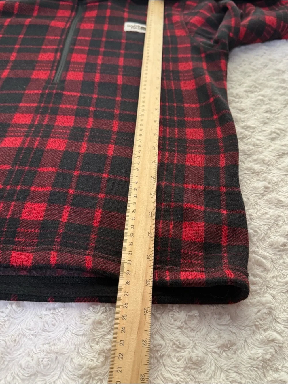 The North Face Men’s Red & Black Plaid Zip-Up Fleece Sweater